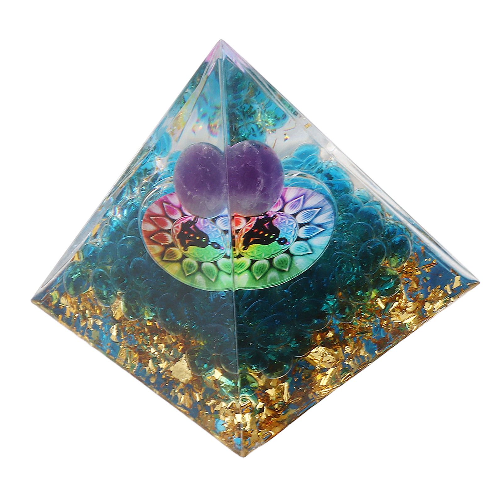 Positive Energy Crystal Pyramid Crystal Epoxy Healing Crystal Pyramids for Meditation Lucky Decoration - Image 3