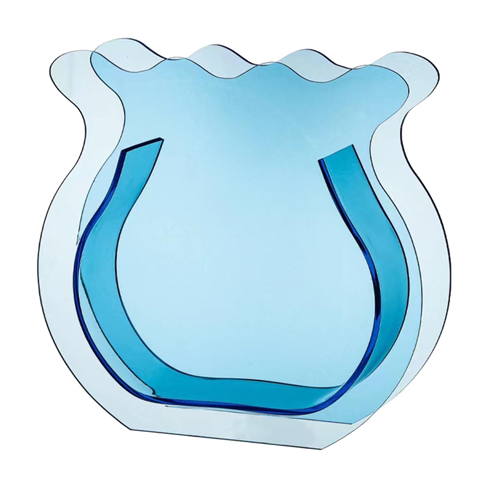 Fish Tank Vase Transparent Thickened Acrylic Smoothing Simple Modern Small Fish Tank for Family Office Dormitory Transparent Blue - Image 1