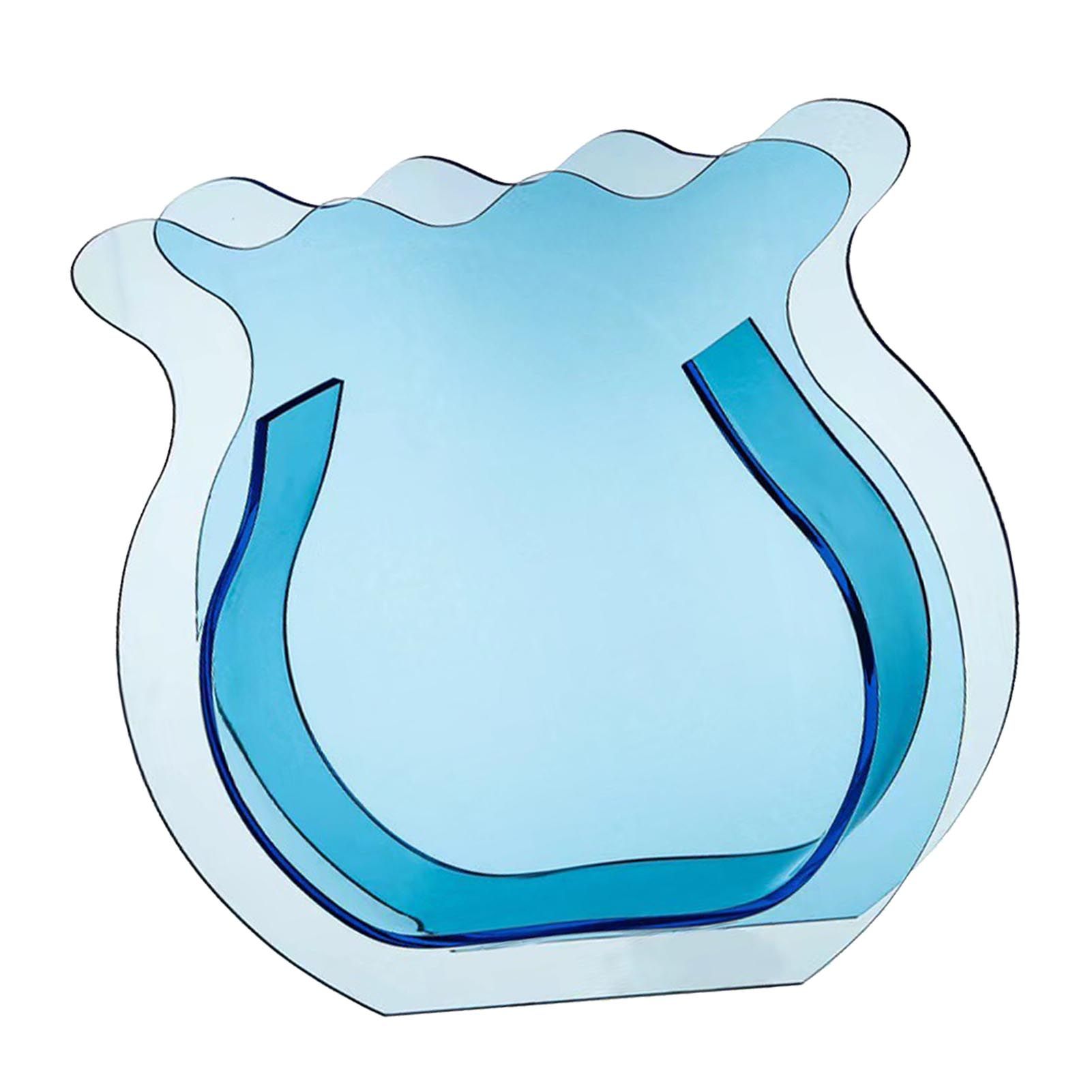 Fish Tank Vase Transparent Thickened Acrylic Smoothing Simple Modern Small Fish Tank for Family Office Dormitory Transparent Blue - Image 3