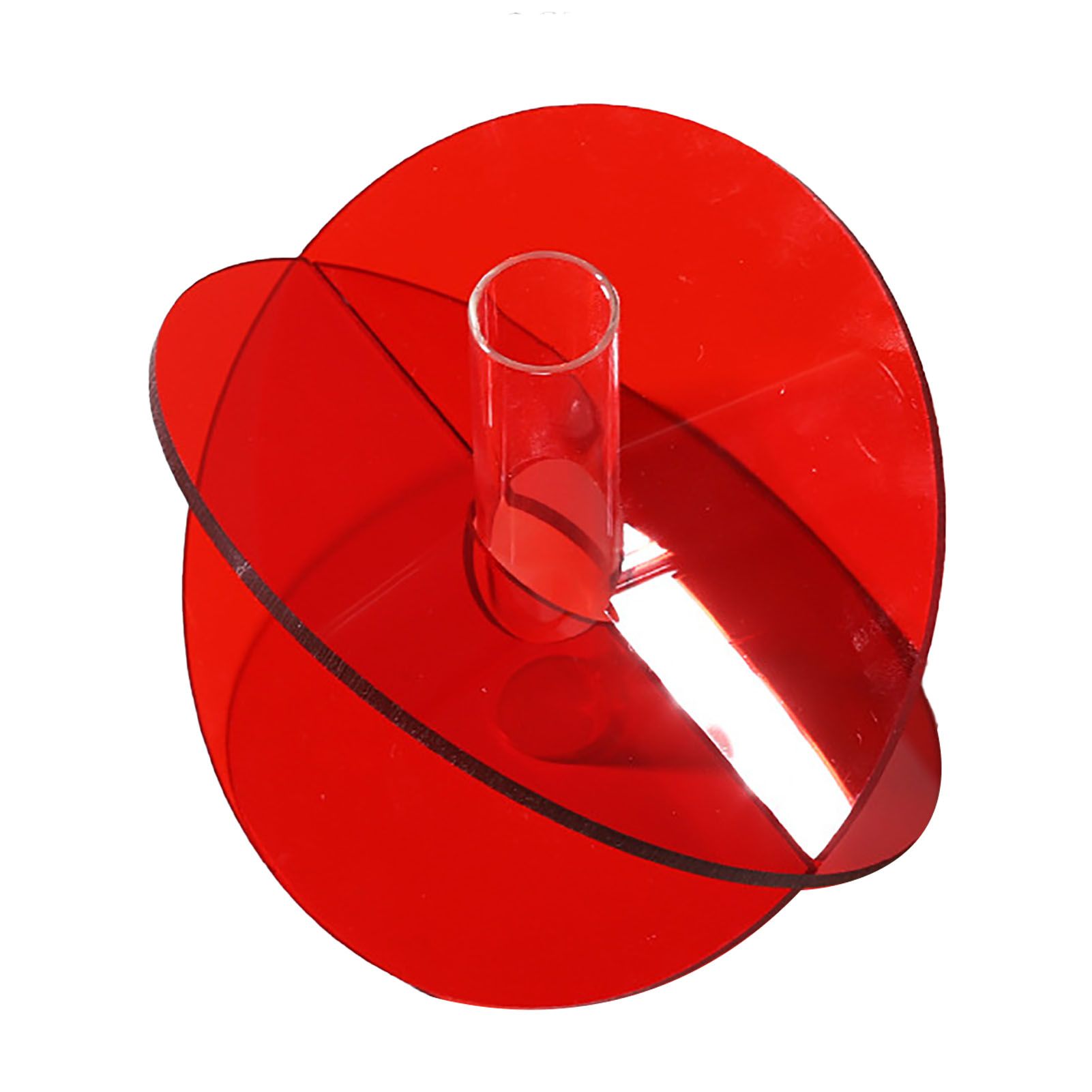 Acrylic Geometric Flower Vase Fine Detail Easy To Clean Acrylic Geometric Minimalist Vase for Living Room Table Disc Red 90g 15x13x2cm - Image 1