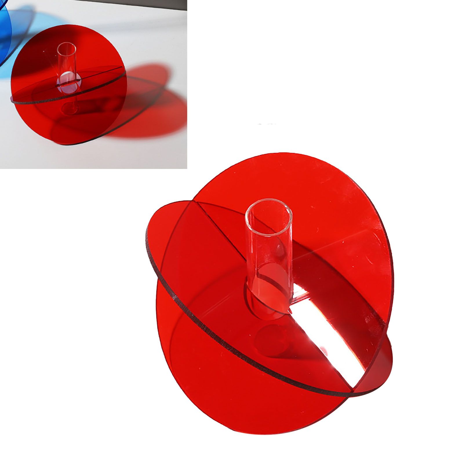 Acrylic Geometric Flower Vase Fine Detail Easy To Clean Acrylic Geometric Minimalist Vase for Living Room Table Disc Red 90g 15x13x2cm - Image 5