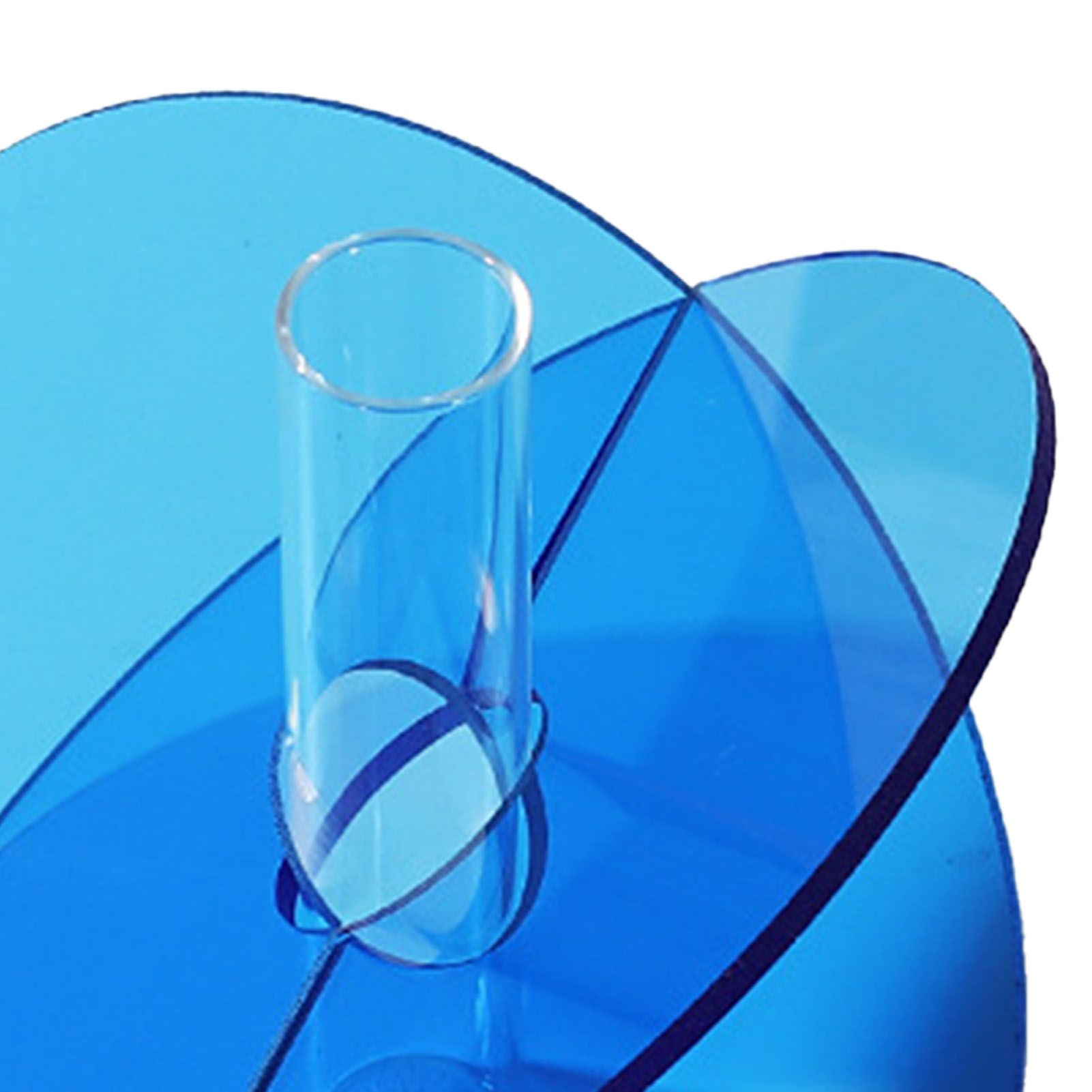 Acrylic Geometric Flower Vase Fine Detail Easy To Clean Acrylic Geometric Minimalist Vase for Living Room Table Disc Blue 15x13x2cm - Image 8