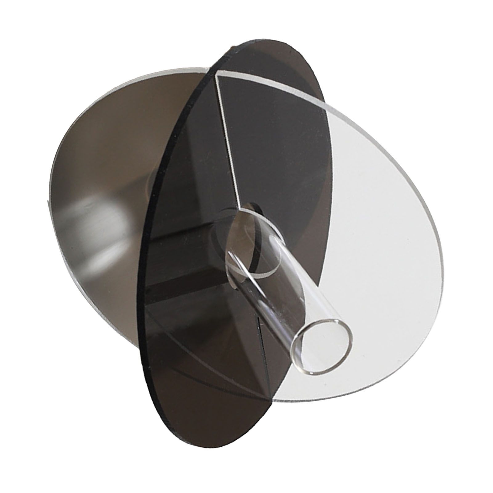 Acrylic Geometric Flower Vase Fine Detail Easy To Clean Acrylic Geometric Minimalist Vase for Living Room Table Disc Transparent Grey 15x13x2cm - Image 2
