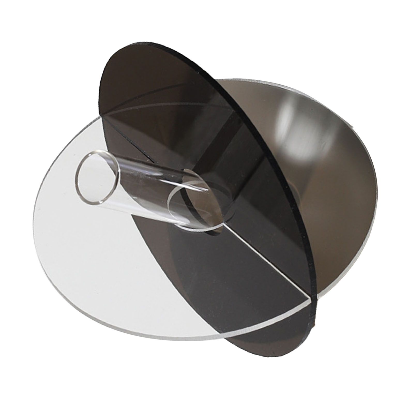 Acrylic Geometric Flower Vase Fine Detail Easy To Clean Acrylic Geometric Minimalist Vase for Living Room Table Disc Transparent Grey 15x13x2cm - Image 4