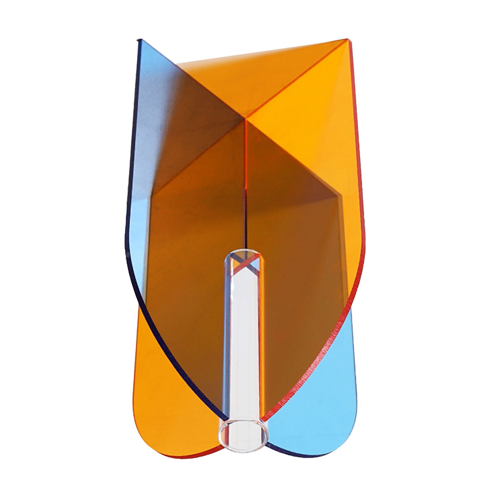 Acrylic Geometric Flower Vase Fine Detail Easy To Clean Acrylic Geometric Minimalist Vase for Living Room Table Door Slice Orange Blue 20x15x2cm - Image 2
