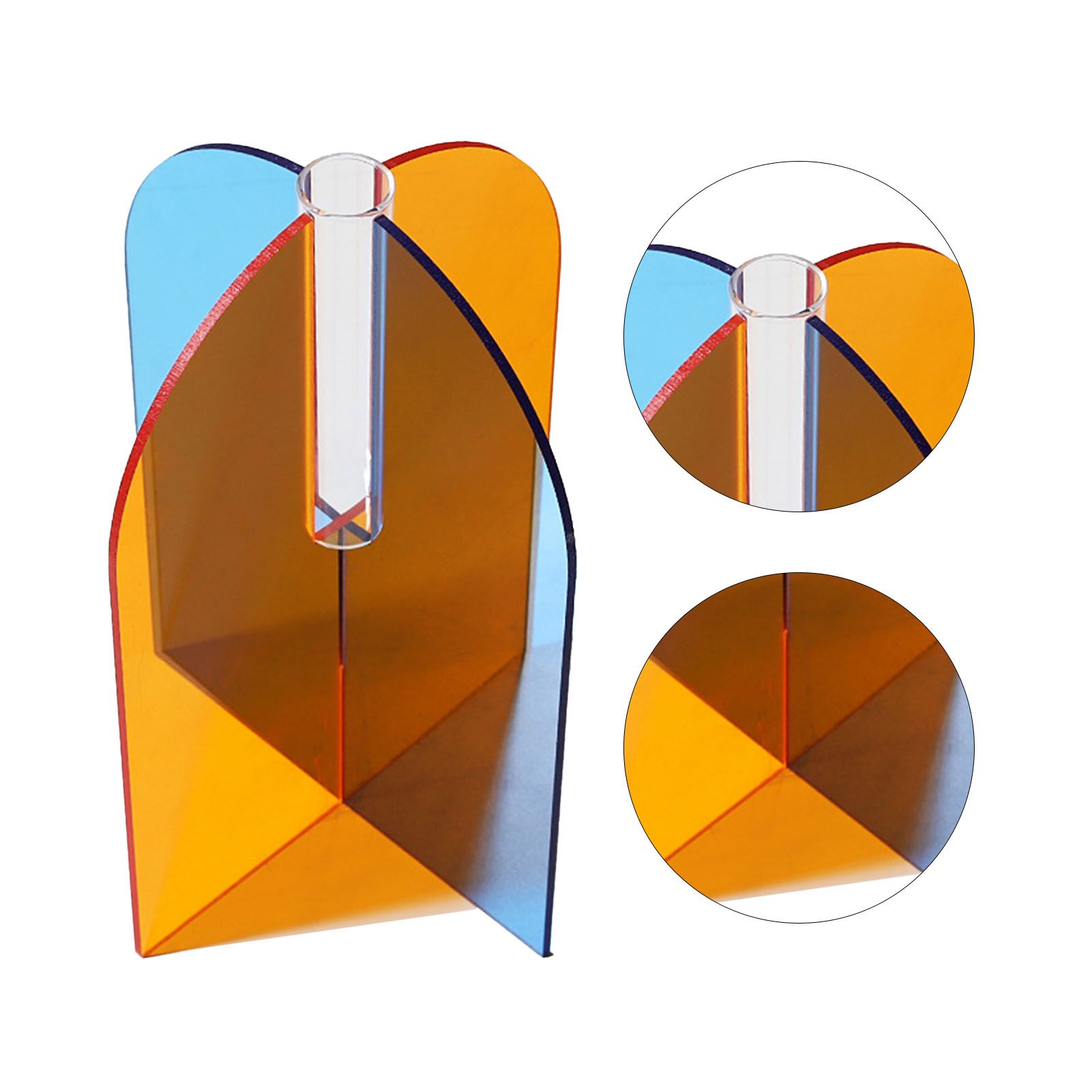 Acrylic Geometric Flower Vase Fine Detail Easy To Clean Acrylic Geometric Minimalist Vase for Living Room Table Door Slice Orange Blue 20x15x2cm - Image 6