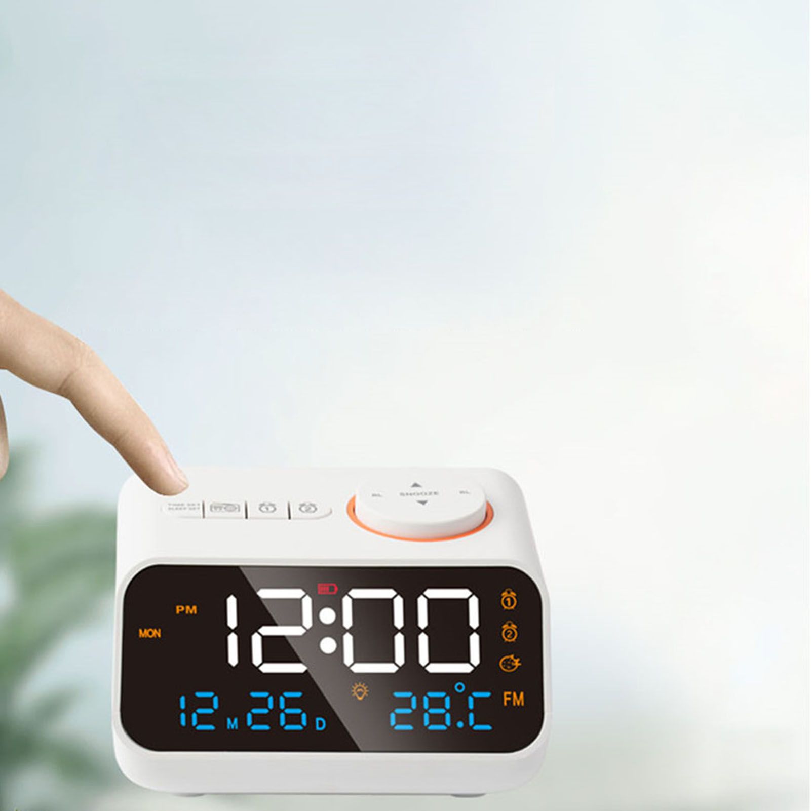 Alarm Clock Radio Multifunctional LED Music Timing Rechargeable FM Radio Alarm Clock for Home White - Image 7