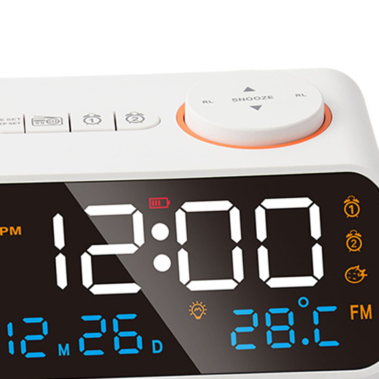 Alarm Clock Radio Multifunctional LED Music Timing Rechargeable FM Radio Alarm Clock for Home White - Image 8