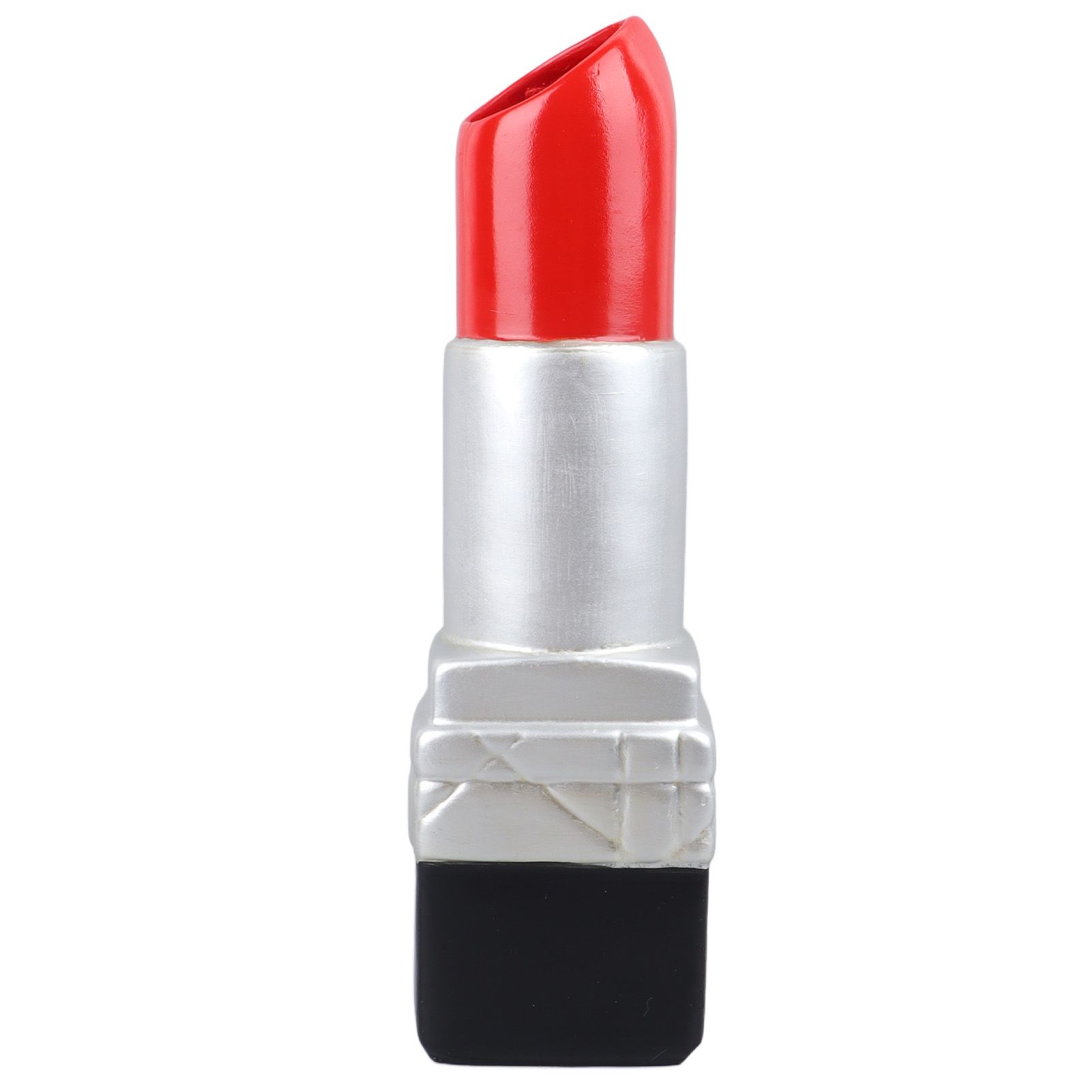 Creative Lipstick Shape Vase Beautiful Resin Exquisite Realistic Lipstick Shape Decorative Vase for Book Shop Coffee Shop Silver - Image 5