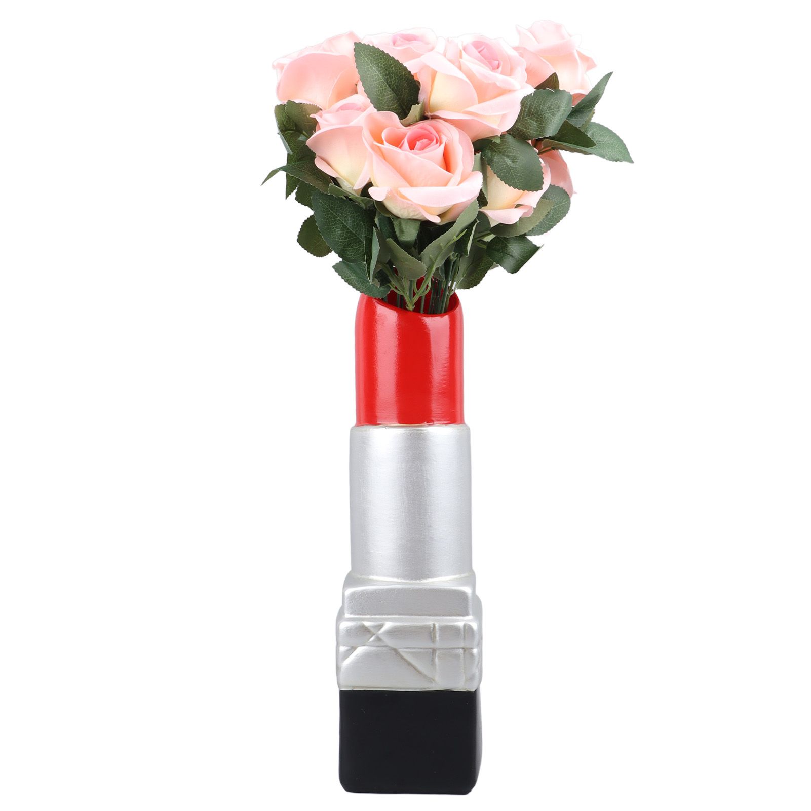 Creative Lipstick Shape Vase Beautiful Resin Exquisite Realistic Lipstick Shape Decorative Vase for Book Shop Coffee Shop Silver - Image 7