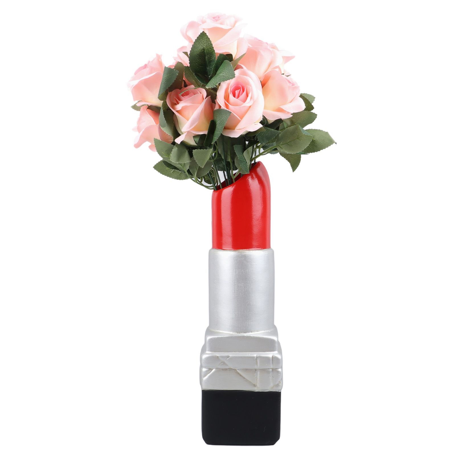 Creative Lipstick Shape Vase Beautiful Resin Exquisite Realistic Lipstick Shape Decorative Vase for Book Shop Coffee Shop Silver - Image 8