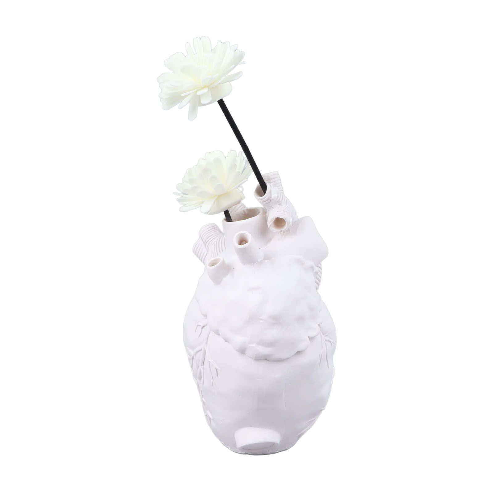 Creative Anatomical Heart Vases Resin Sculpture Heart Shaped Art Flower Vases Desktop Home Decoration for Living Room White - Image 5