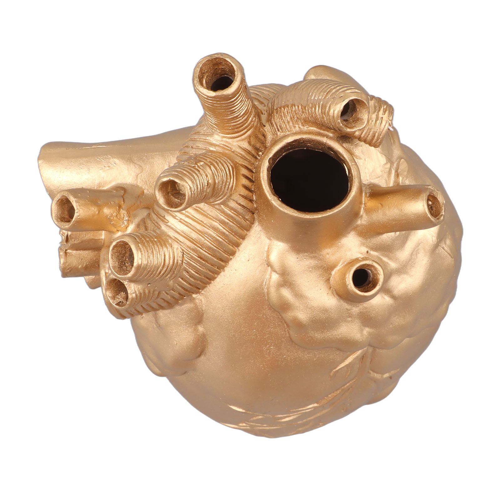 Creative Anatomical Heart Vases Resin Sculpture Heart Shaped Art Flower Vases Desktop Home Decoration for Living Room Gold - Image 1