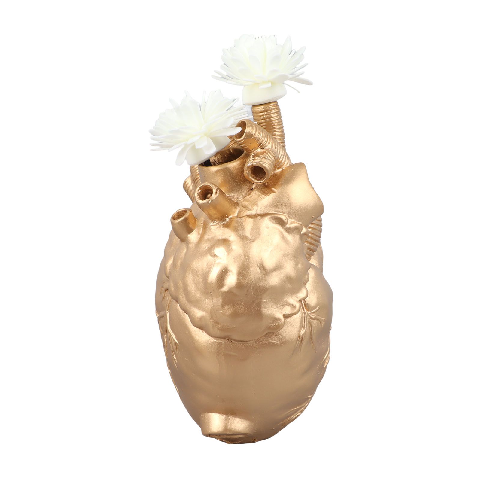Creative Anatomical Heart Vases Resin Sculpture Heart Shaped Art Flower Vases Desktop Home Decoration for Living Room Gold - Image 5