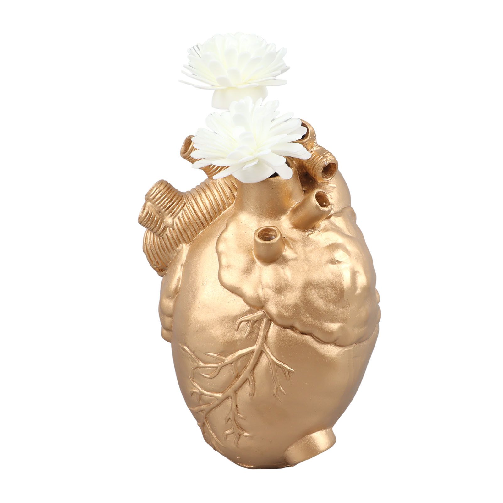 Creative Anatomical Heart Vases Resin Sculpture Heart Shaped Art Flower Vases Desktop Home Decoration for Living Room Gold - Image 6