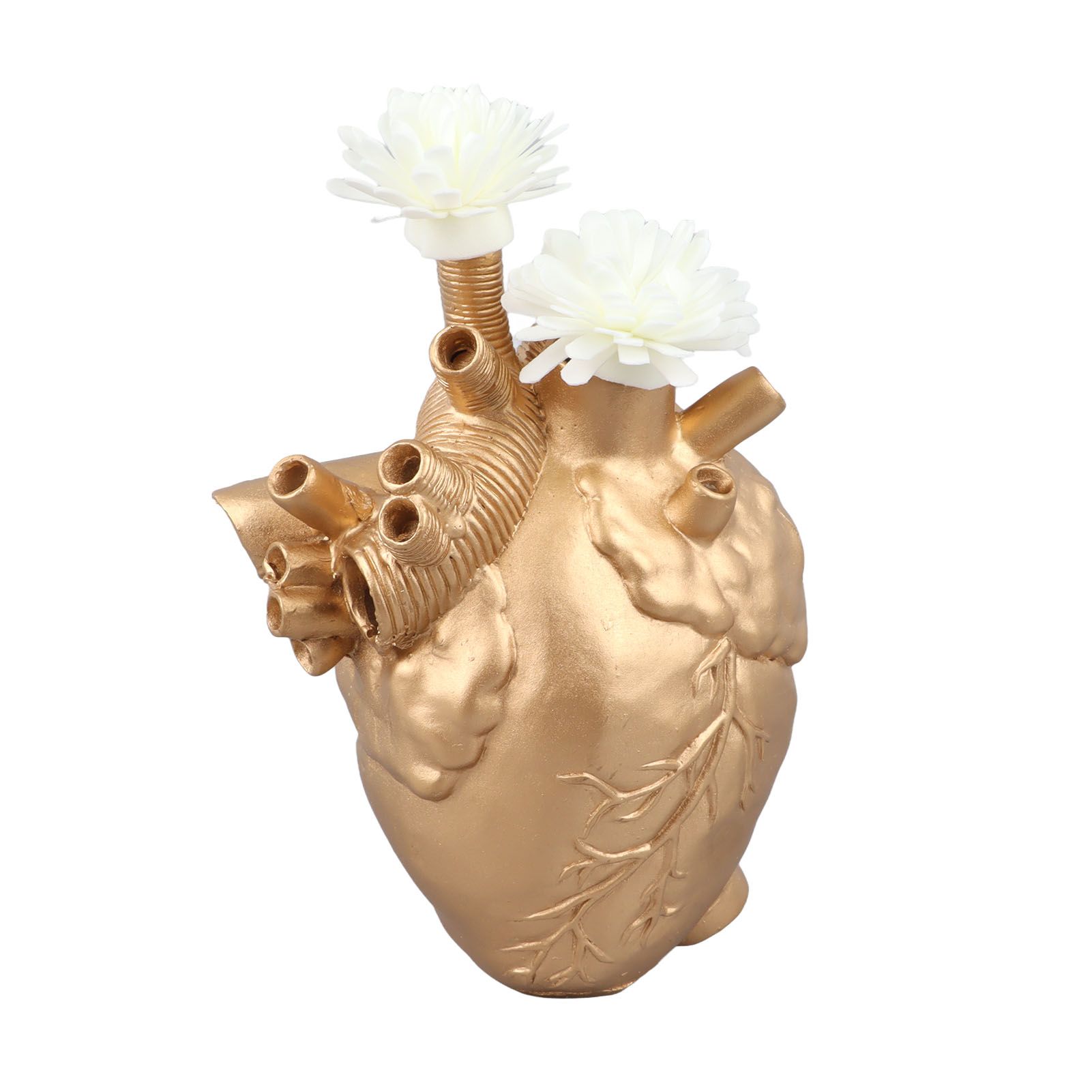 Creative Anatomical Heart Vases Resin Sculpture Heart Shaped Art Flower Vases Desktop Home Decoration for Living Room Gold - Image 7