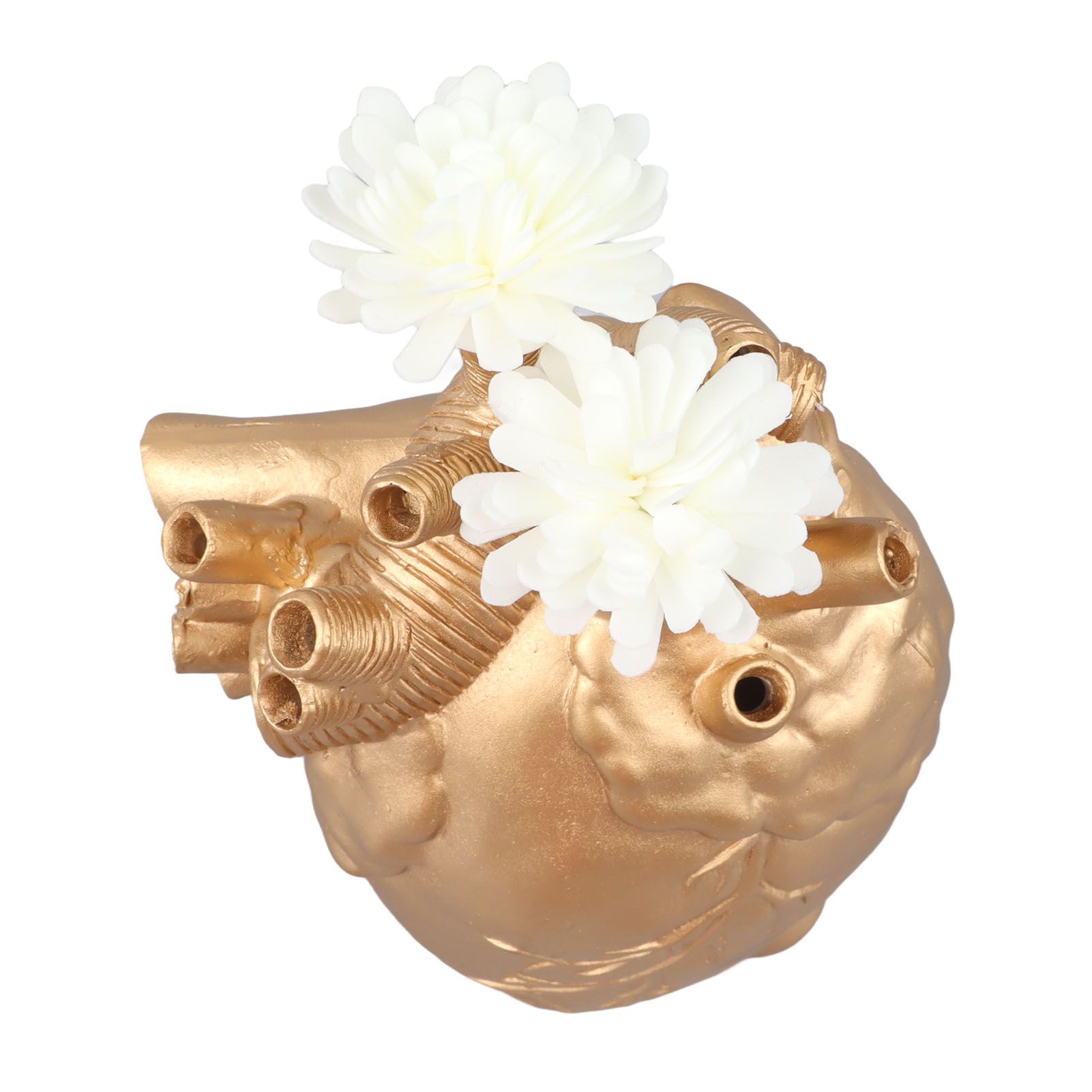 Creative Anatomical Heart Vases Resin Sculpture Heart Shaped Art Flower Vases Desktop Home Decoration for Living Room Gold - Image 8