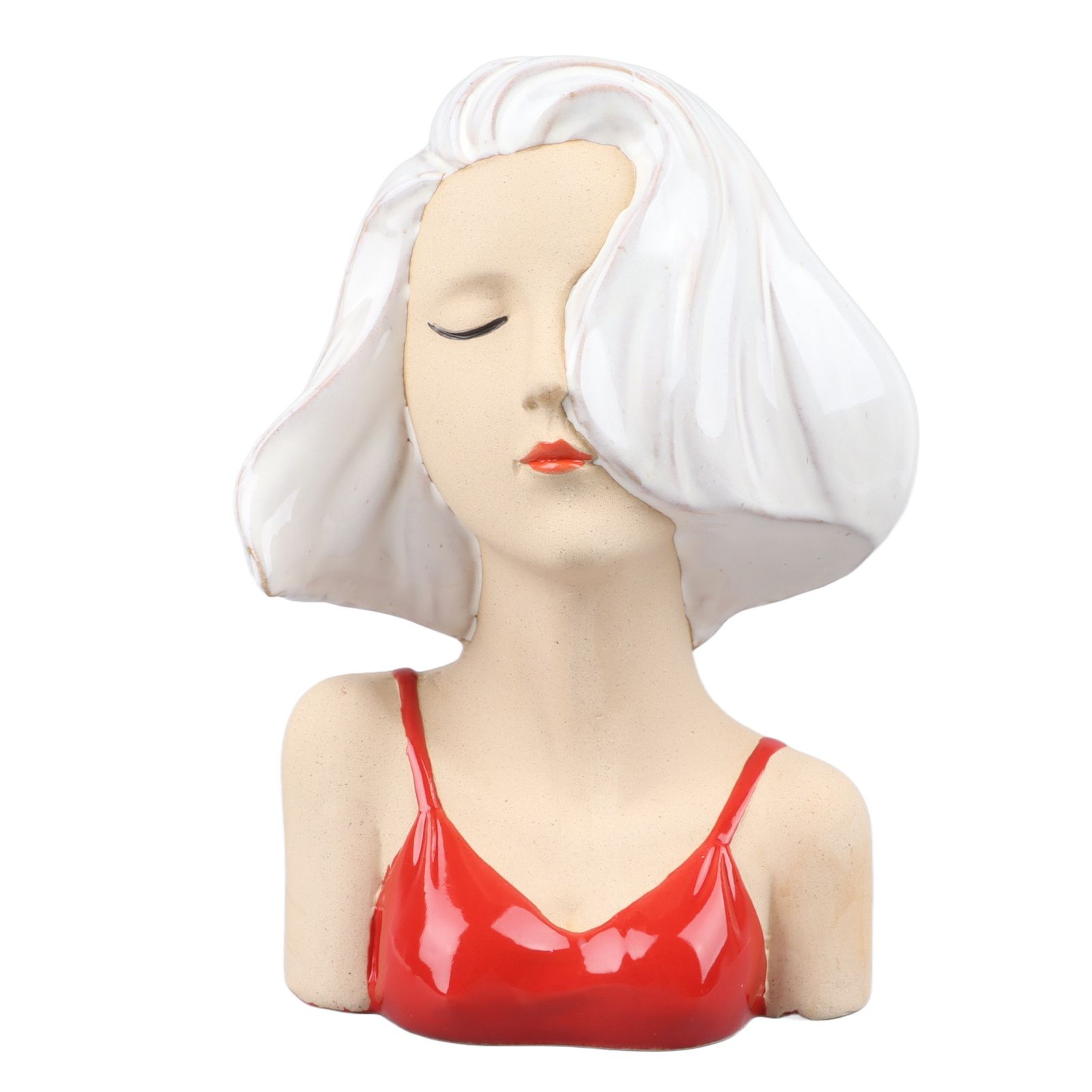 Girl Face Vase Modern Decorative Sculpture Ceramic Head Flower Vase for Living Room Bedroom Office White - Image 1