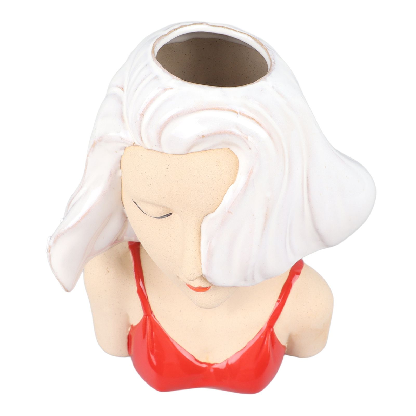 Girl Face Vase Modern Decorative Sculpture Ceramic Head Flower Vase for Living Room Bedroom Office White - Image 5