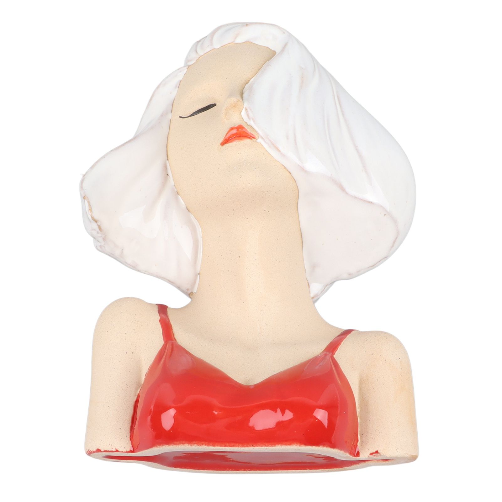 Girl Face Vase Modern Decorative Sculpture Ceramic Head Flower Vase for Living Room Bedroom Office White - Image 6