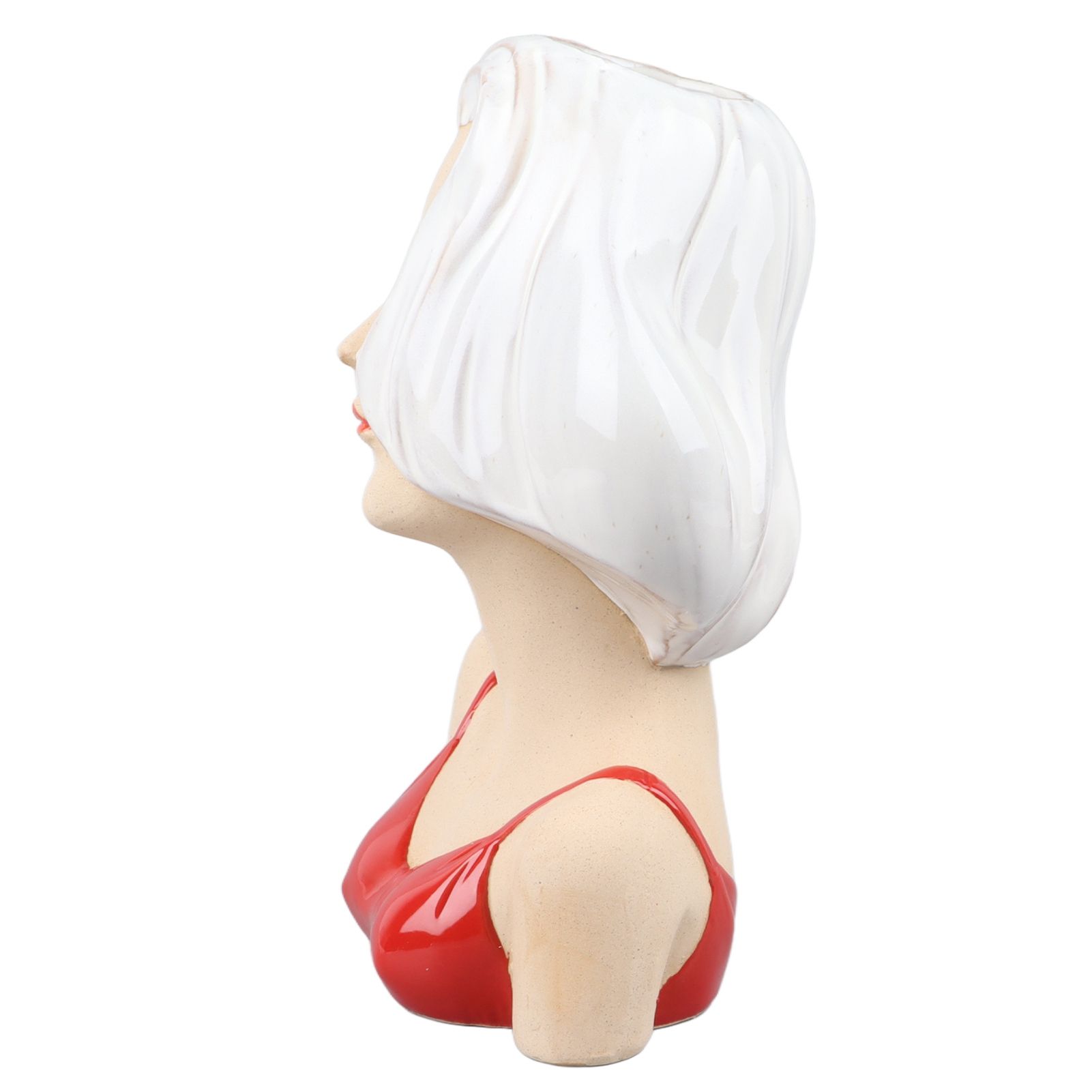 Girl Face Vase Modern Decorative Sculpture Ceramic Head Flower Vase for Living Room Bedroom Office White - Image 7