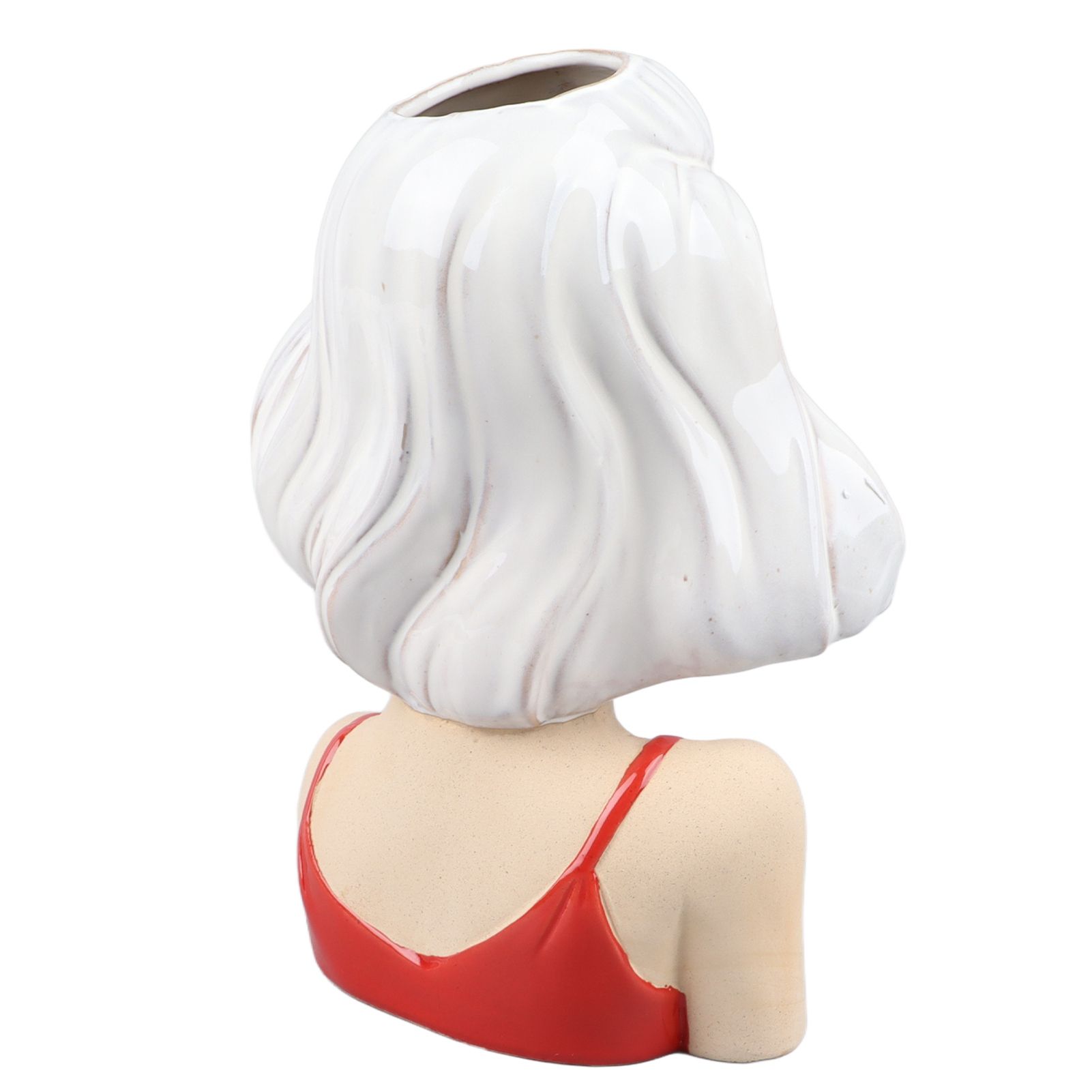 Girl Face Vase Modern Decorative Sculpture Ceramic Head Flower Vase for Living Room Bedroom Office White - Image 8