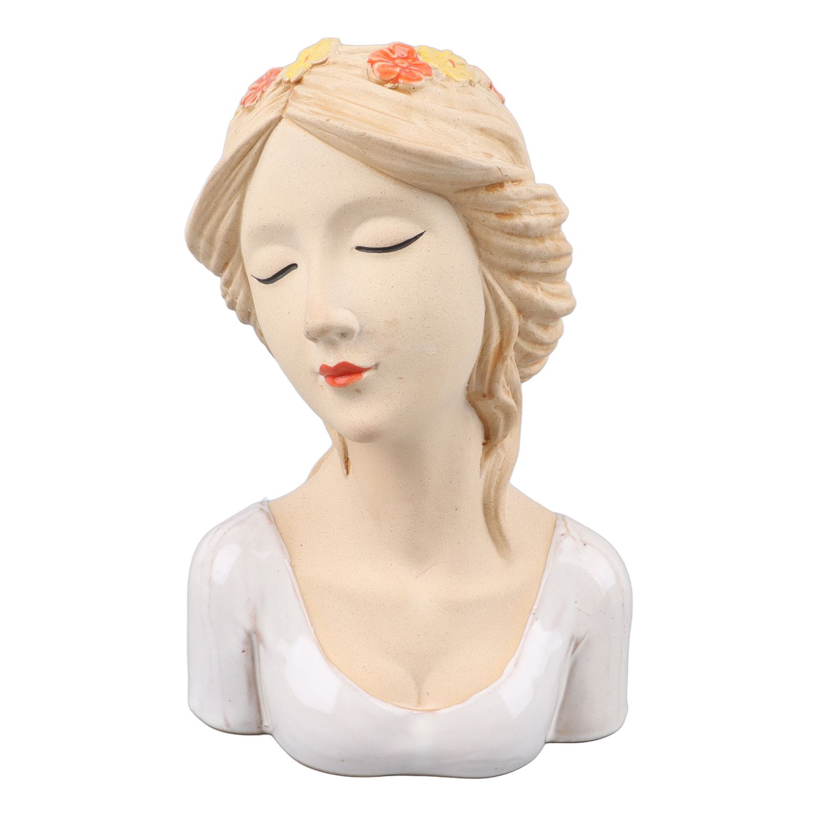 Modern Ceramic Face Vases Decorative Modern Style Shy Girl Flower Lady Head Vase for Unisex Plants Lover White - Image 1
