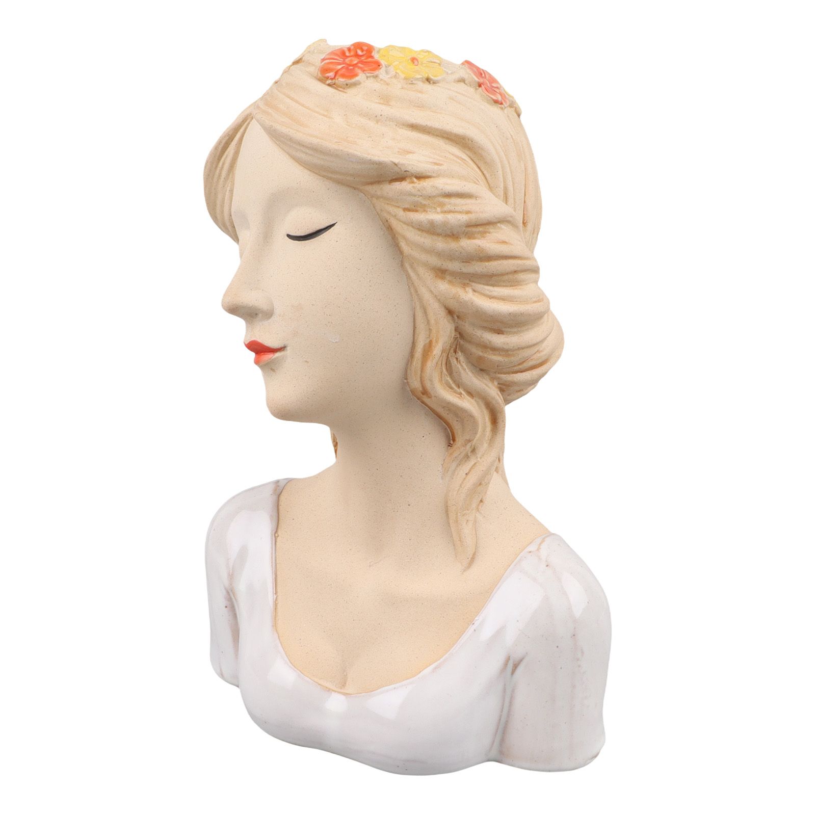 Modern Ceramic Face Vases Decorative Modern Style Shy Girl Flower Lady Head Vase for Unisex Plants Lover White - Image 2