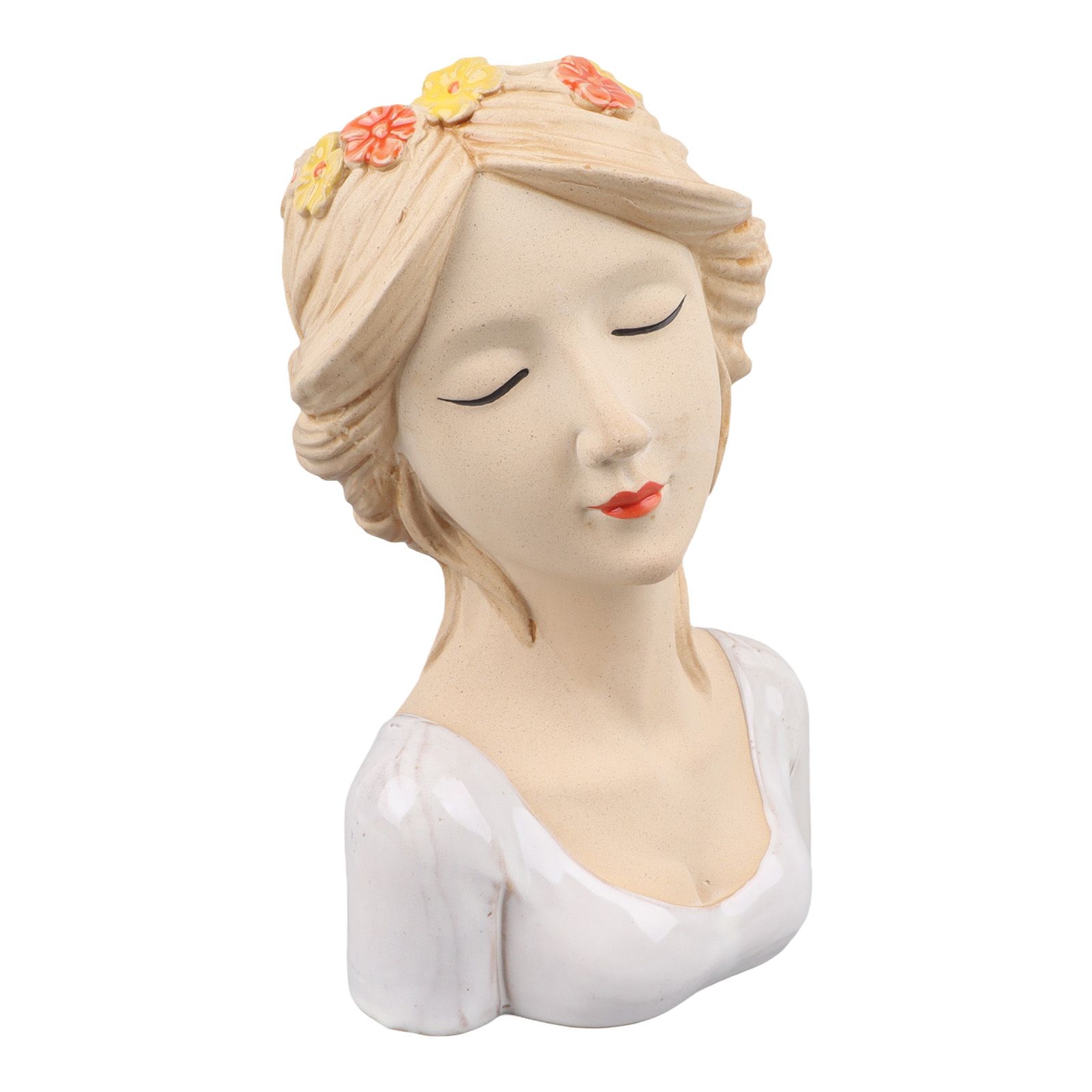 Modern Ceramic Face Vases Decorative Modern Style Shy Girl Flower Lady Head Vase for Unisex Plants Lover White - Image 3