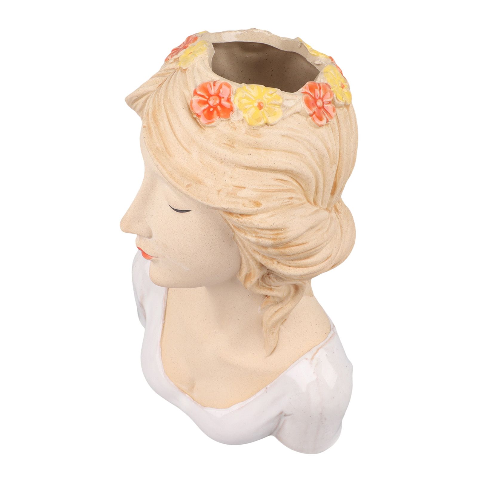 Modern Ceramic Face Vases Decorative Modern Style Shy Girl Flower Lady Head Vase for Unisex Plants Lover White - Image 4
