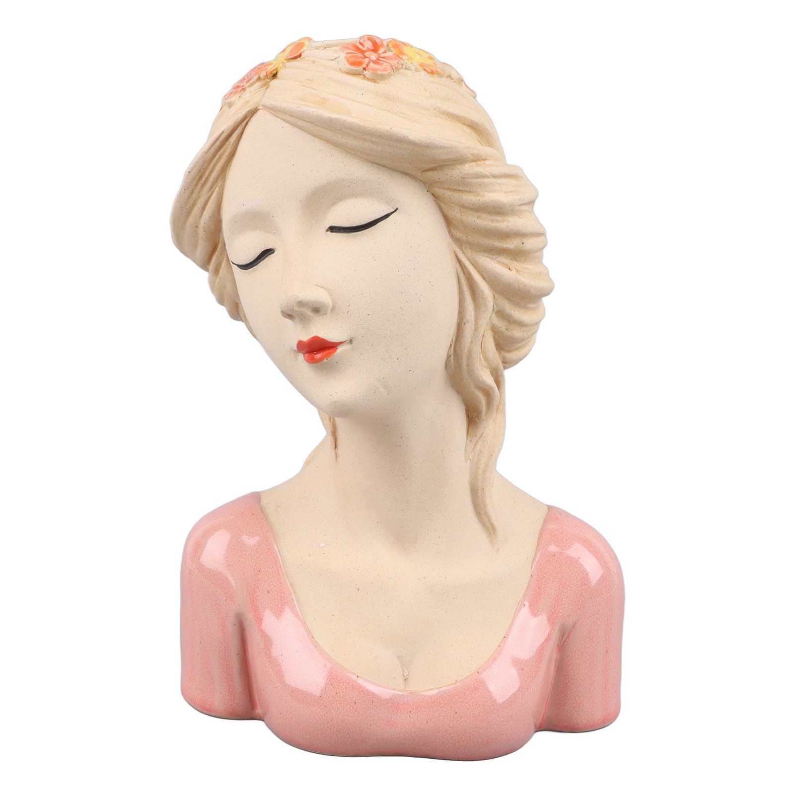 Modern Ceramic Face Vases Decorative Modern Style Shy Girl Flower Lady Head Vase for Unisex Plants Lover Pink - Image 1