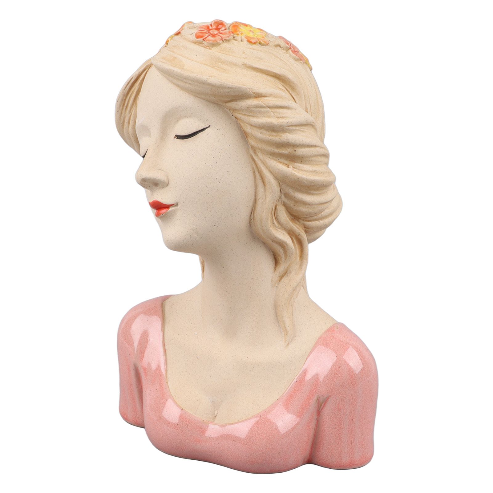 Modern Ceramic Face Vases Decorative Modern Style Shy Girl Flower Lady Head Vase for Unisex Plants Lover Pink - Image 2