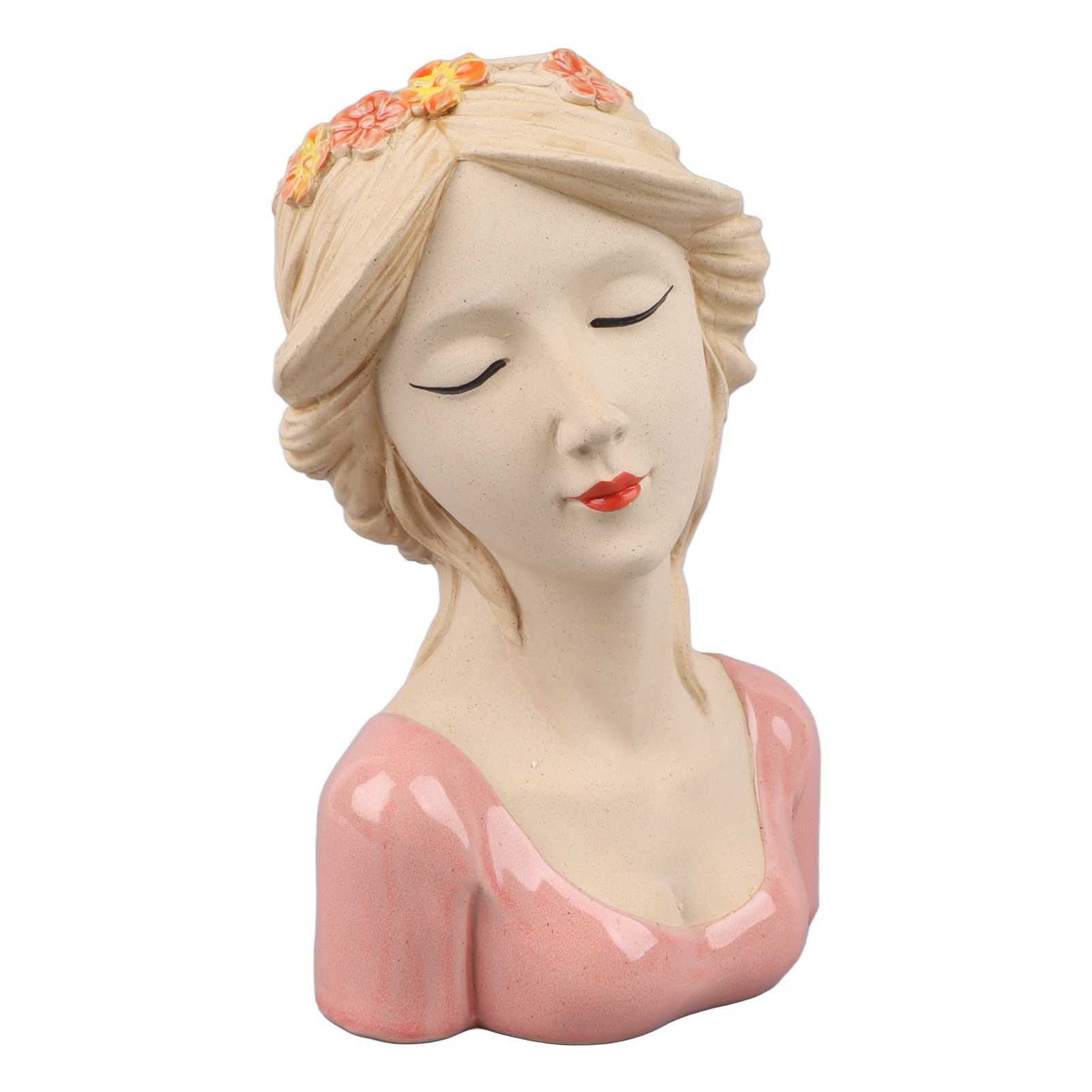 Modern Ceramic Face Vases Decorative Modern Style Shy Girl Flower Lady Head Vase for Unisex Plants Lover Pink - Image 3