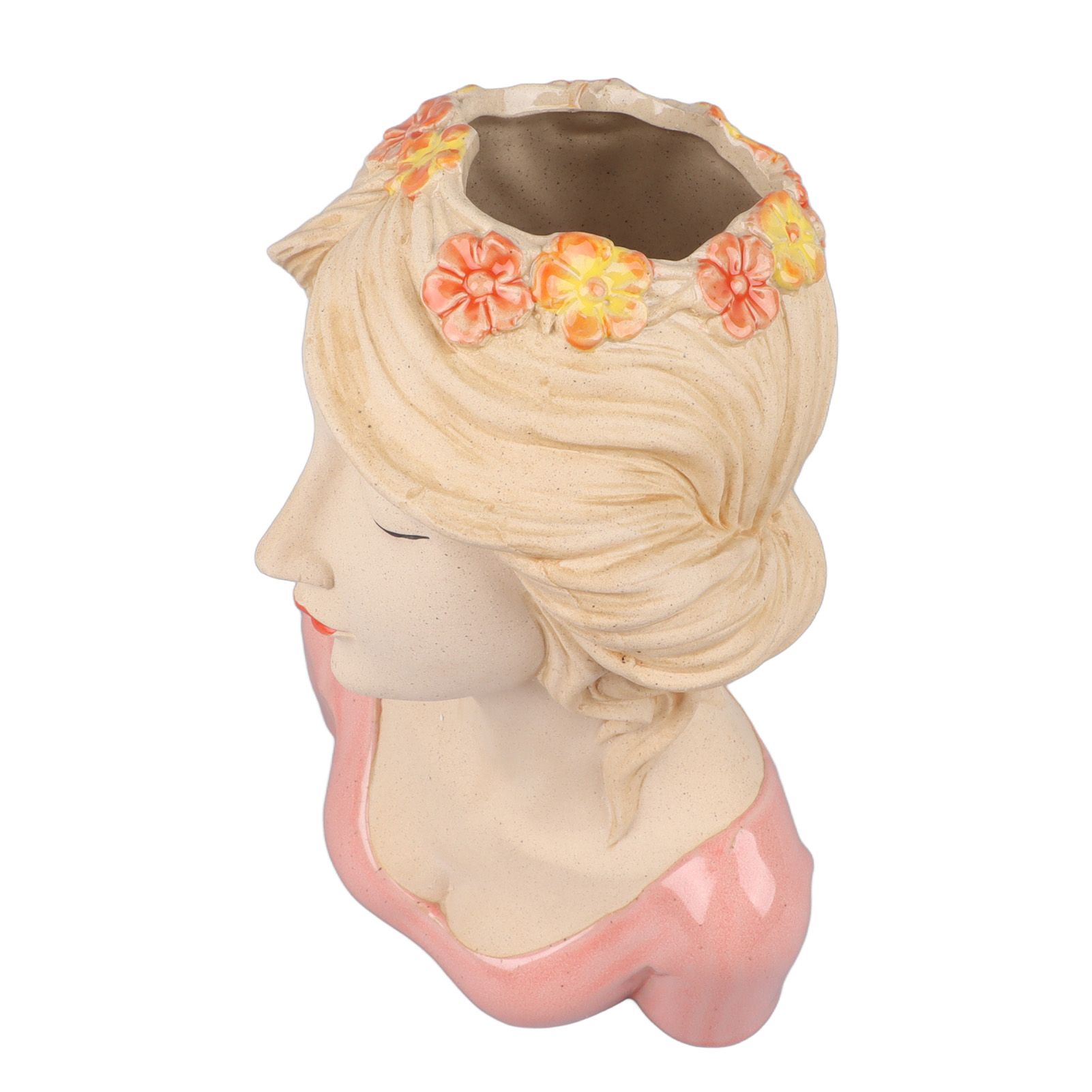 Modern Ceramic Face Vases Decorative Modern Style Shy Girl Flower Lady Head Vase for Unisex Plants Lover Pink - Image 4