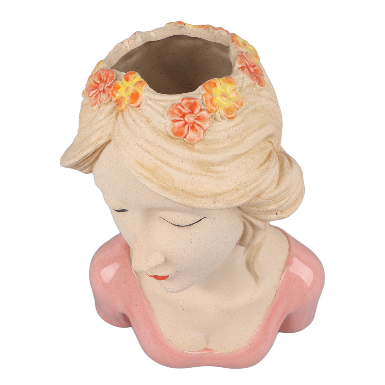 Modern Ceramic Face Vases Decorative Modern Style Shy Girl Flower Lady Head Vase for Unisex Plants Lover Pink - Image 5