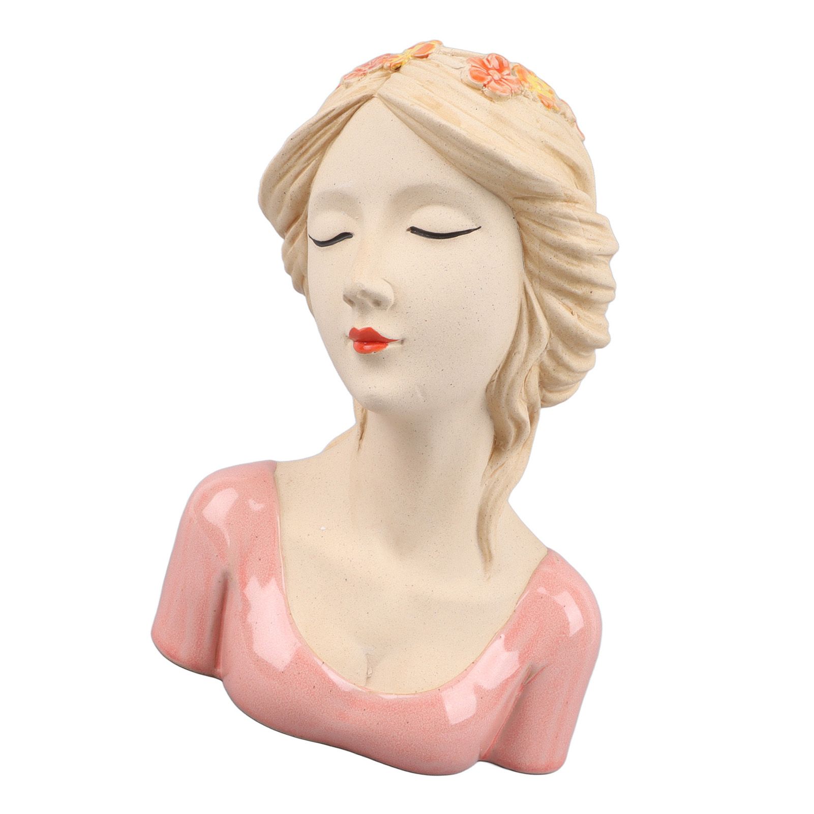 Modern Ceramic Face Vases Decorative Modern Style Shy Girl Flower Lady Head Vase for Unisex Plants Lover Pink - Image 7