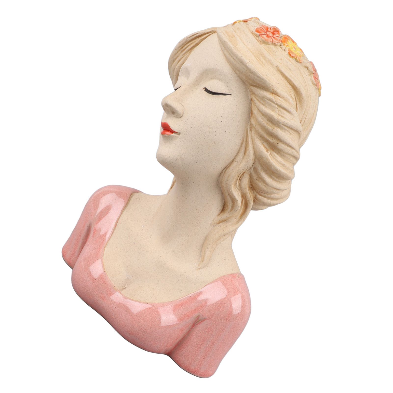 Modern Ceramic Face Vases Decorative Modern Style Shy Girl Flower Lady Head Vase for Unisex Plants Lover Pink - Image 8