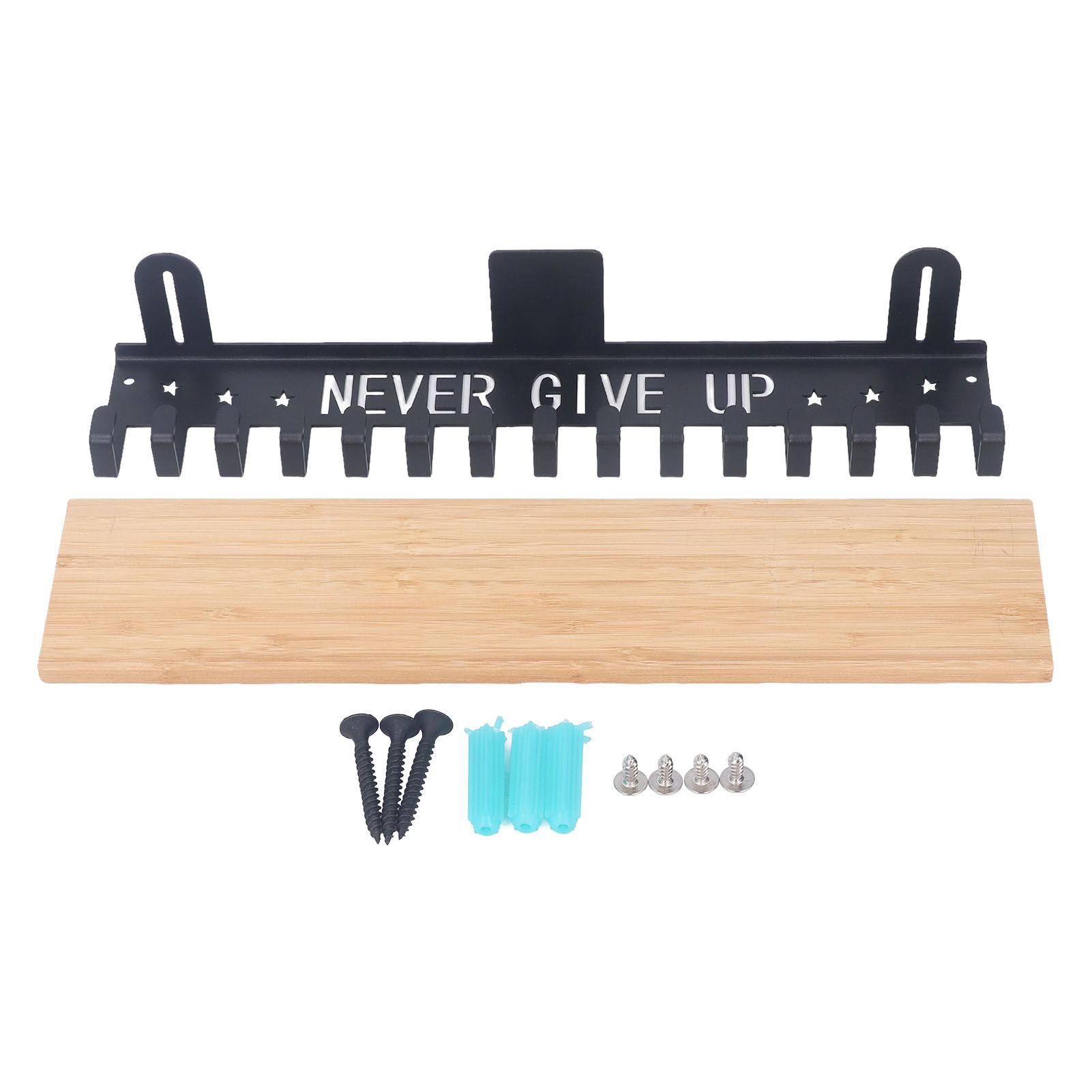 Metal Award Display Trophy Shelf Bamboo Trophy Shelf Metal Wall Mounted Medal Display Hanger - Image 1