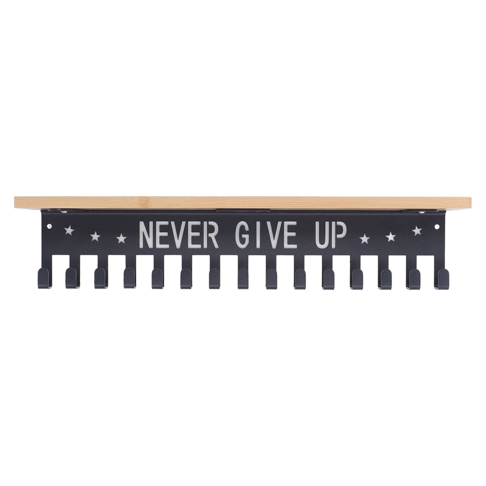 Metal Award Display Trophy Shelf Bamboo Trophy Shelf Metal Wall Mounted Medal Display Hanger - Image 2