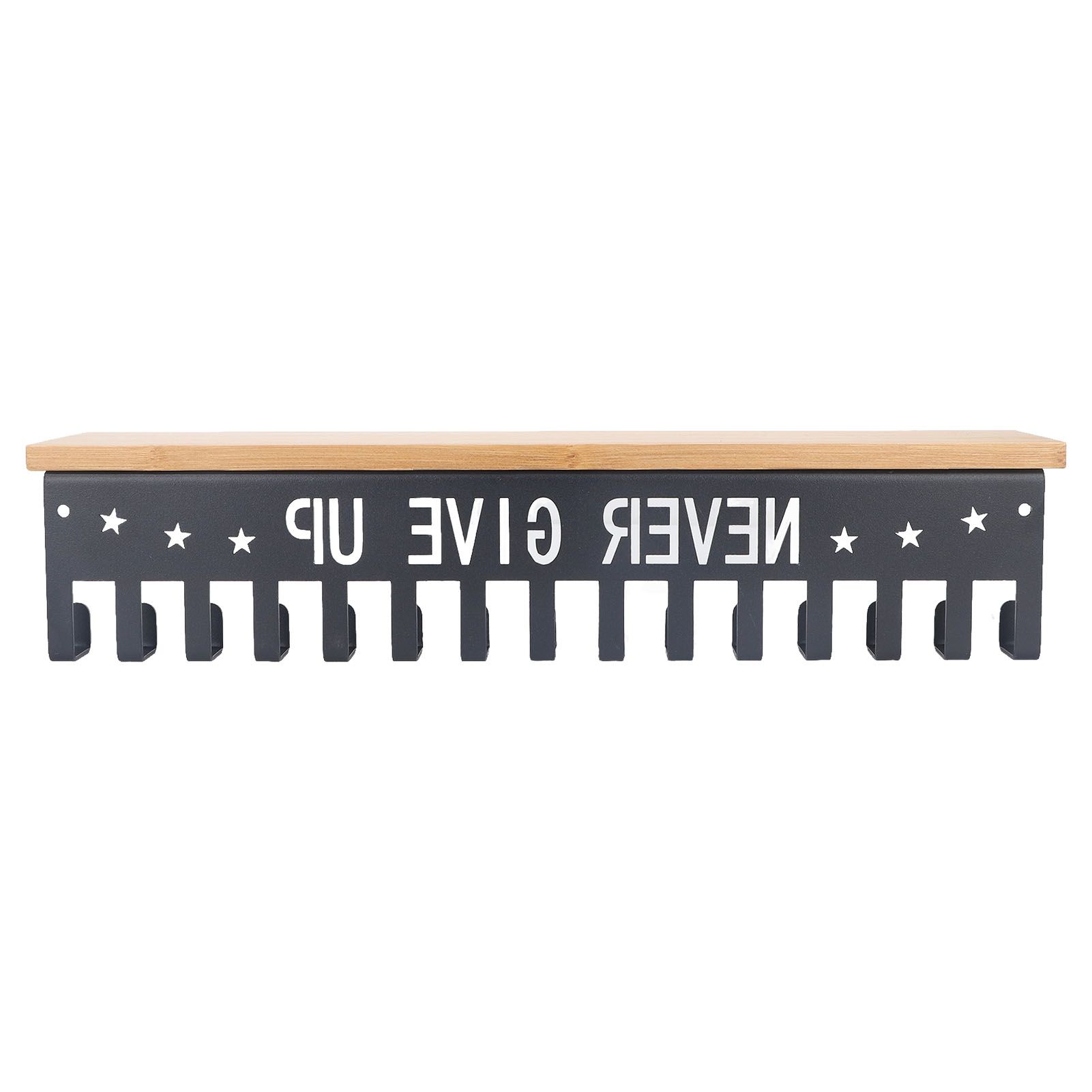 Metal Award Display Trophy Shelf Bamboo Trophy Shelf Metal Wall Mounted Medal Display Hanger - Image 3