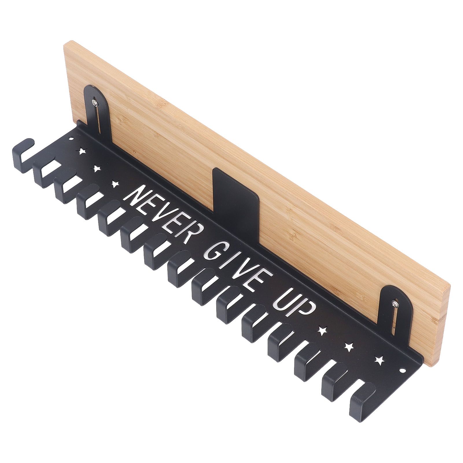 Metal Award Display Trophy Shelf Bamboo Trophy Shelf Metal Wall Mounted Medal Display Hanger - Image 5
