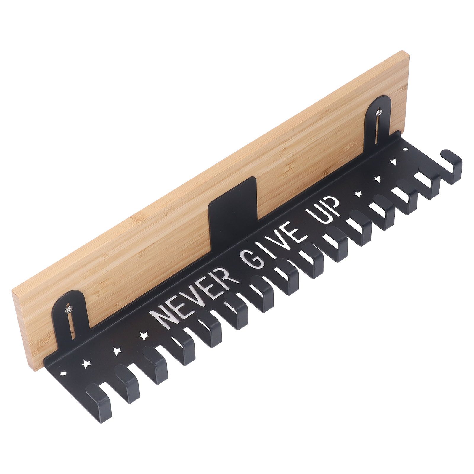 Metal Award Display Trophy Shelf Bamboo Trophy Shelf Metal Wall Mounted Medal Display Hanger - Image 6