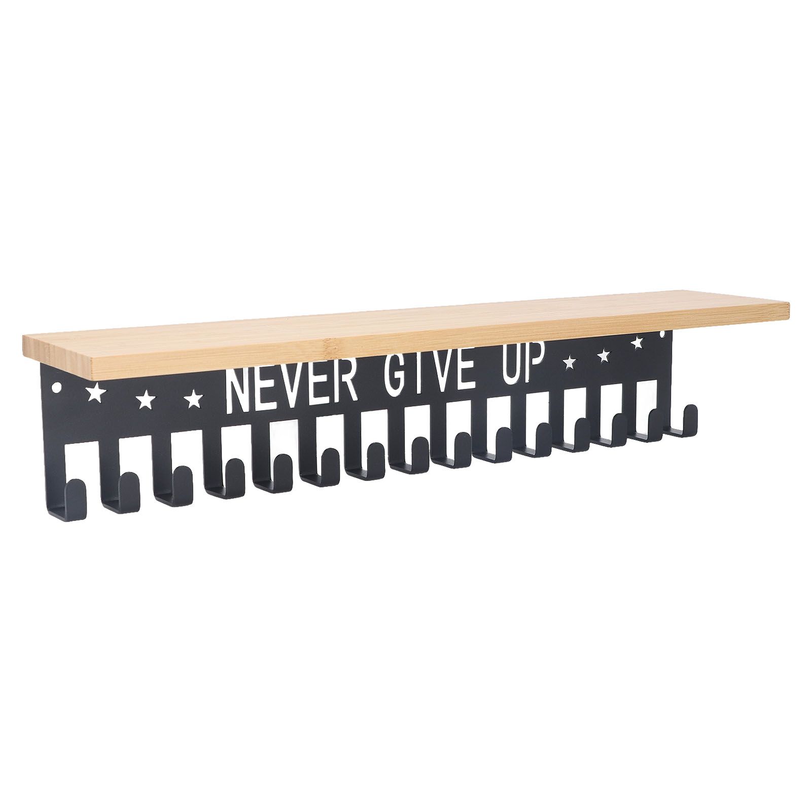 Metal Award Display Trophy Shelf Bamboo Trophy Shelf Metal Wall Mounted Medal Display Hanger - Image 8