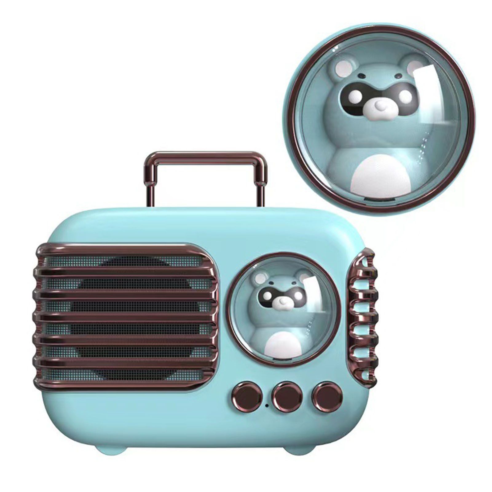Cute Retro Bluetooth Speaker Mini Luggage Mini Speaker Creative Vintage Lovely Small Speaker Green - Image 5