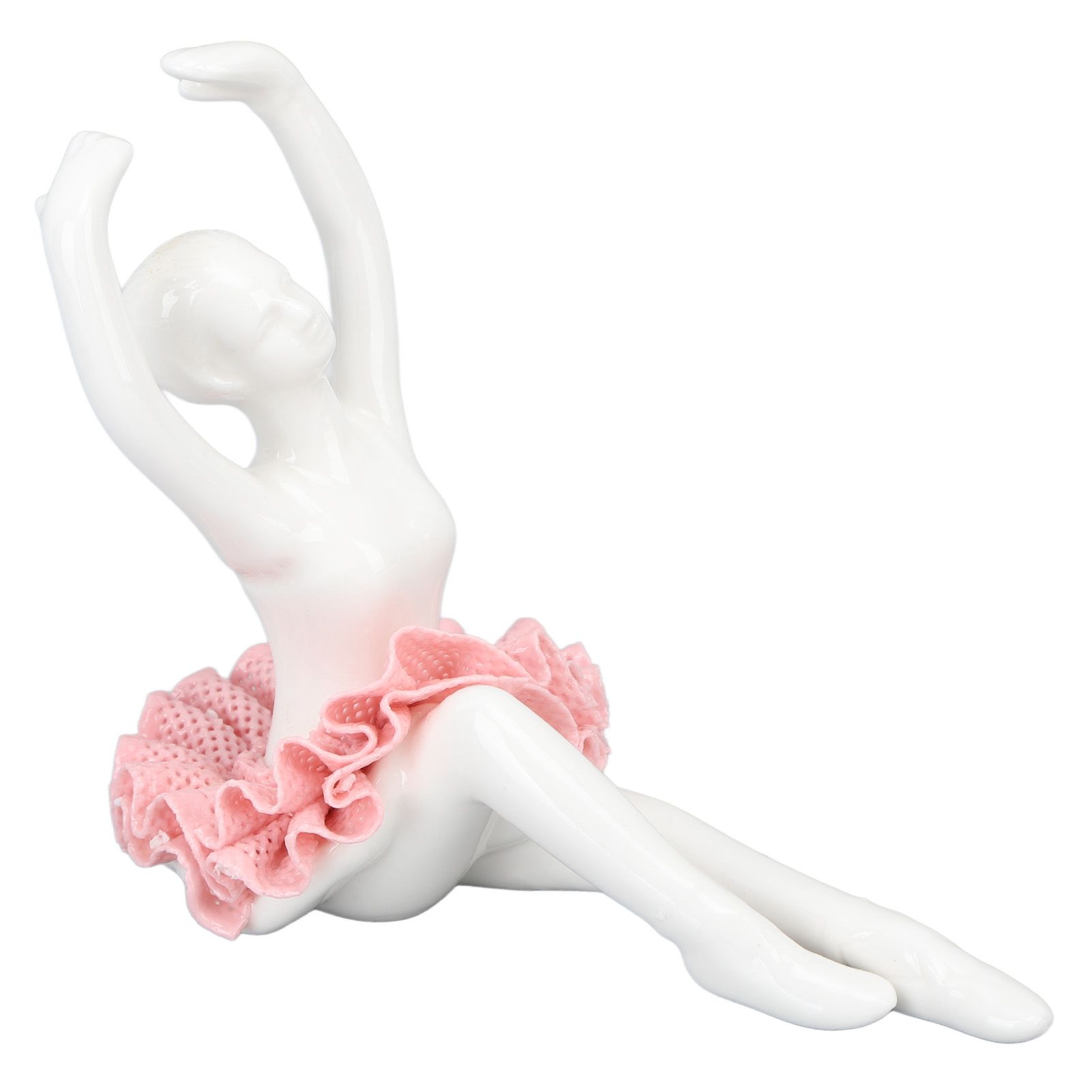 Ballet Dancer Statue Pink Ballerina Figure Ceramic Figure Decor for Table Shelf Bedroom Living Room - Image 2