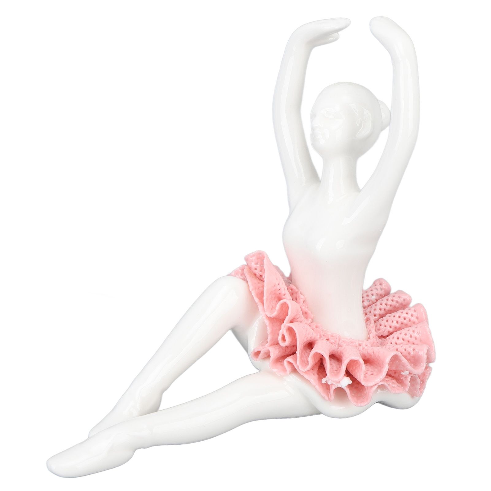 Ballet Dancer Statue Pink Ballerina Figure Ceramic Figure Decor for Table Shelf Bedroom Living Room - Image 3
