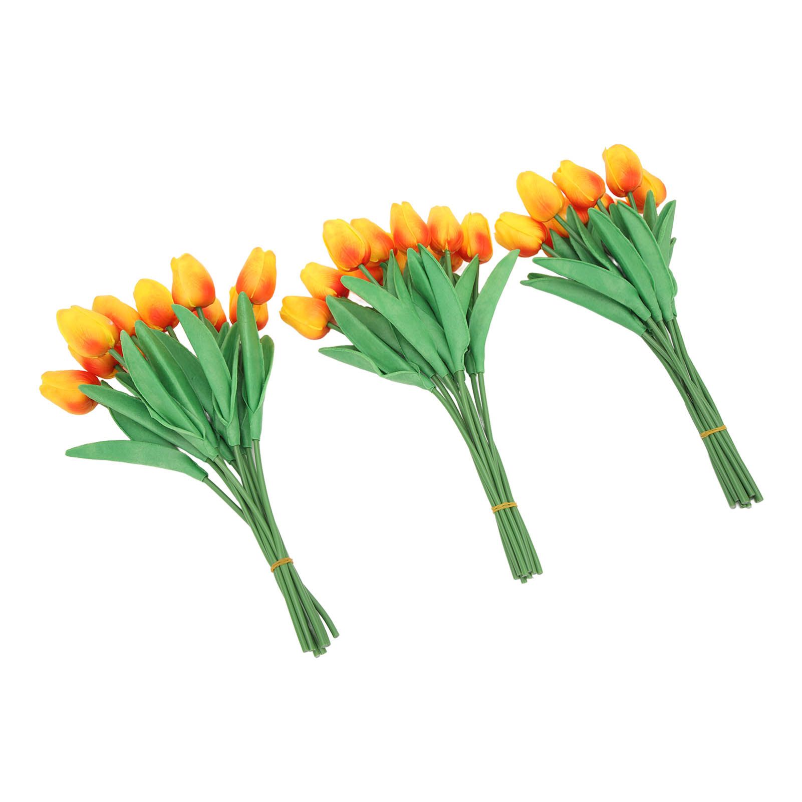 30pcs Artificial Tulips Flowers Innovative Simulation Hand Crafted PU Fake Tulips for Home Wedding Party Decor Sunset Red - Image 2