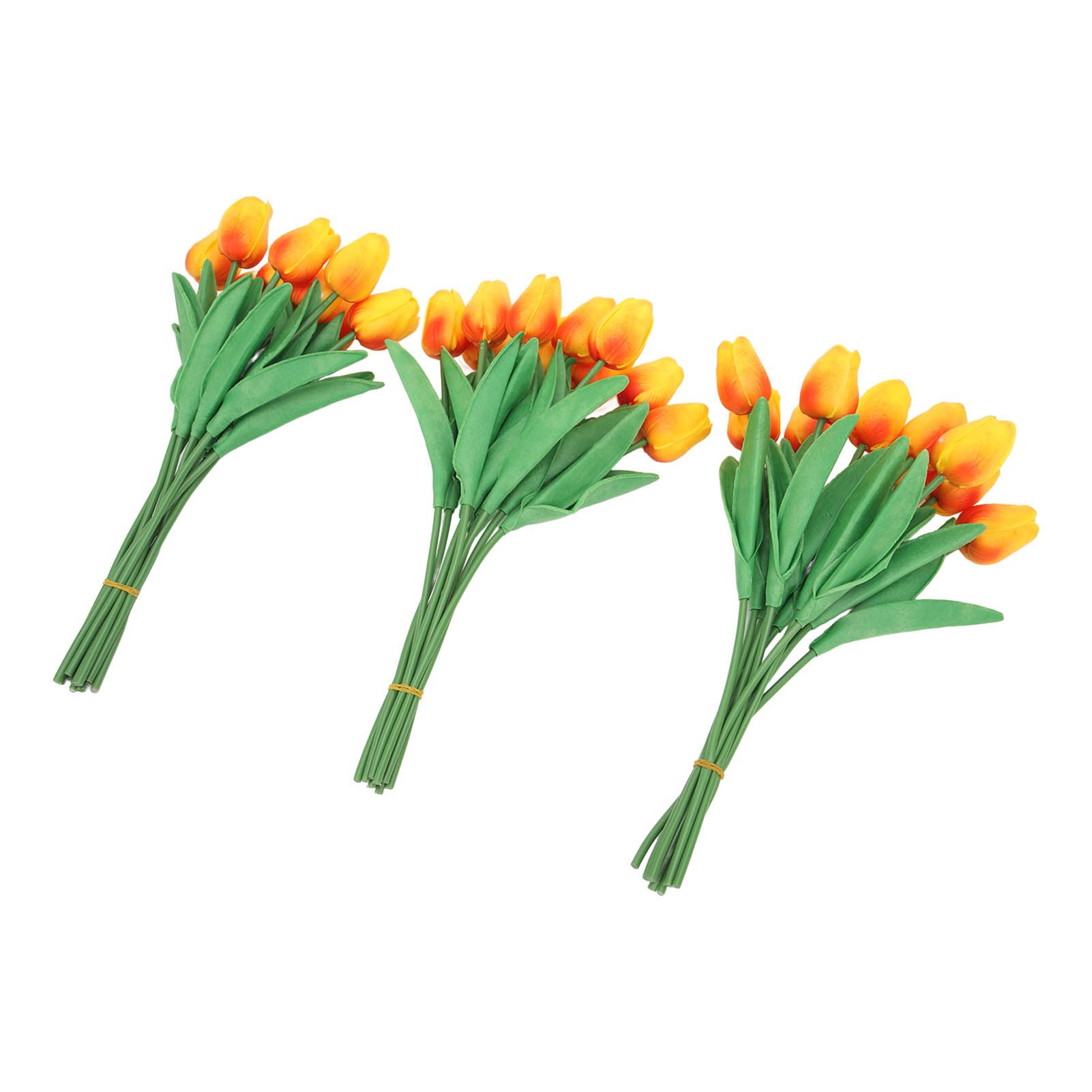 30pcs Artificial Tulips Flowers Innovative Simulation Hand Crafted PU Fake Tulips for Home Wedding Party Decor Sunset Red - Image 3