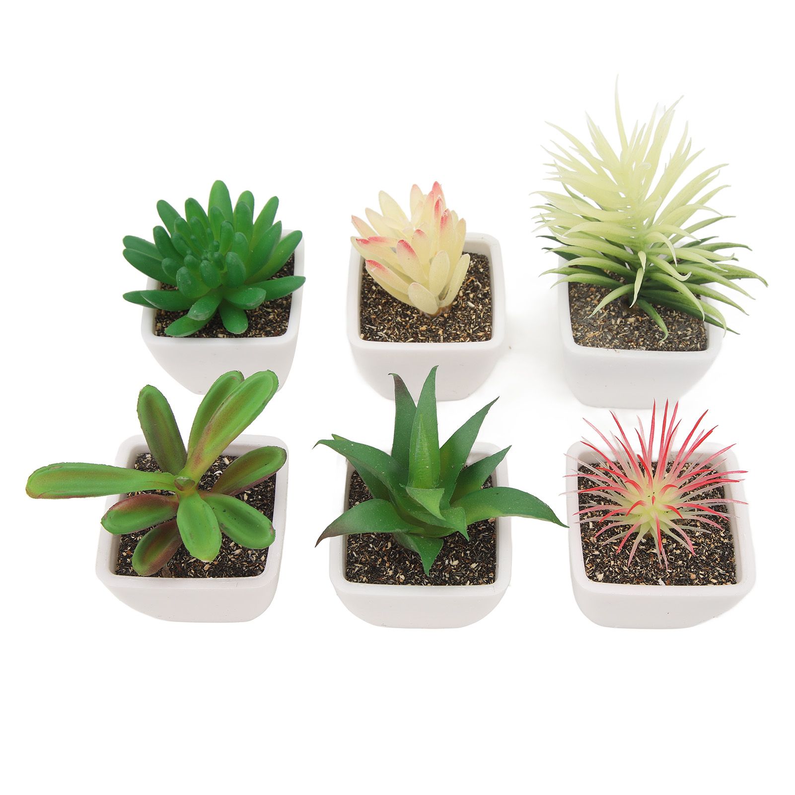 6PCS Potted Artificial Succulents Artificial Plants in Pots Plastic Fake Home Plant Decor for Living Room Office - Image 1