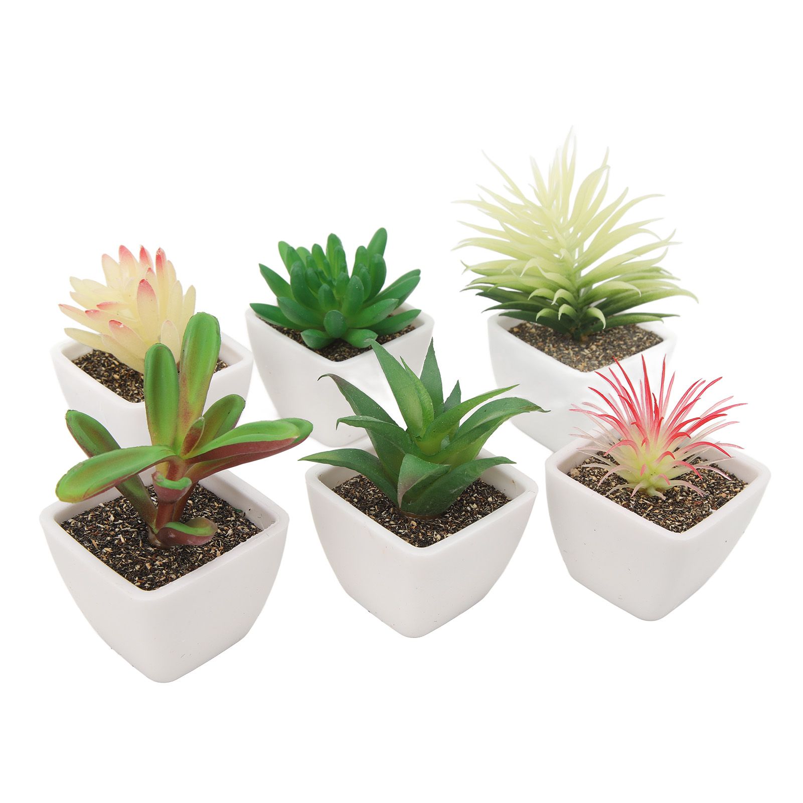 6PCS Potted Artificial Succulents Artificial Plants in Pots Plastic Fake Home Plant Decor for Living Room Office - Image 2